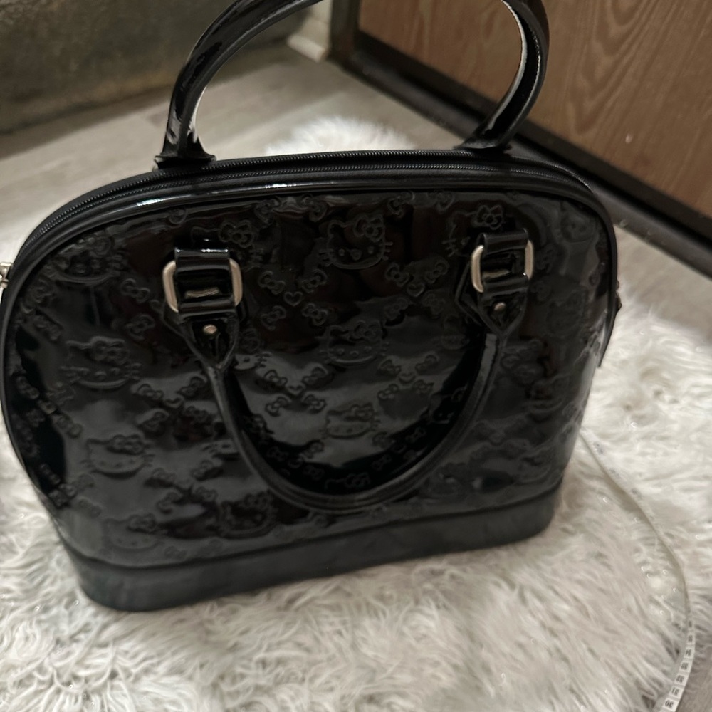 Hello Kitty Glossy Black Patent Embossed Satchel - Picture 3 of 8